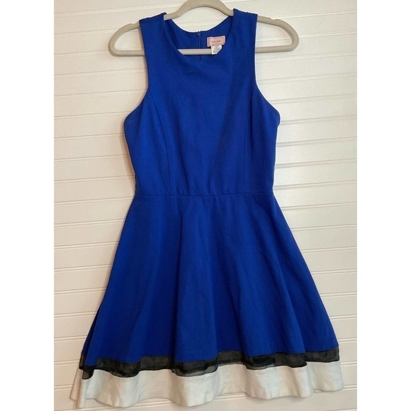Royal Blue Dress with Mesh Detail - Picture 1 of 4
